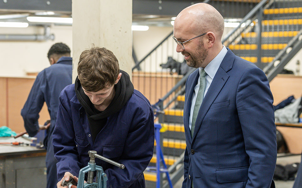Ben Macpherson meeting students in workshop
