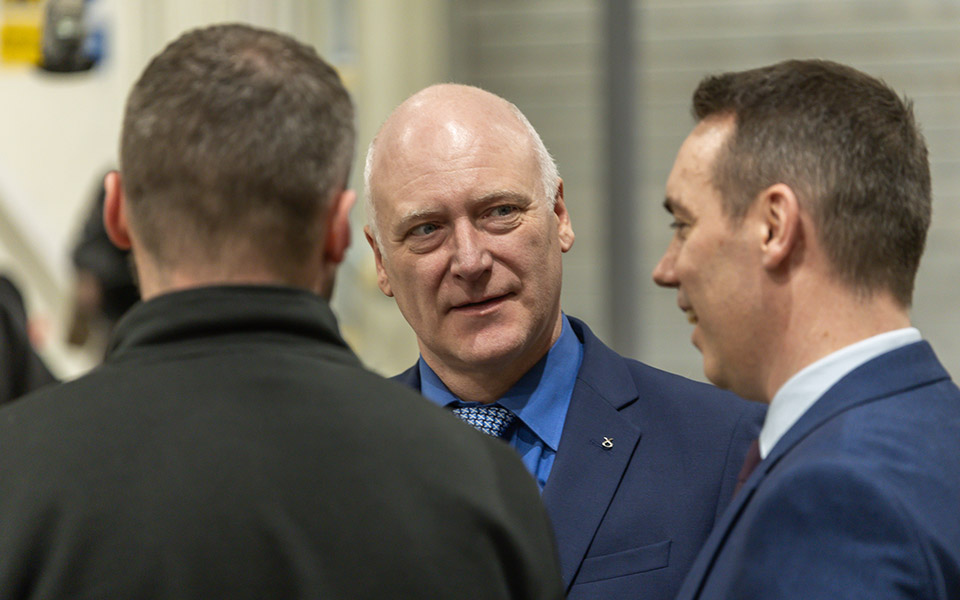 College staff & guests in workshop during Ben Macpherson visit