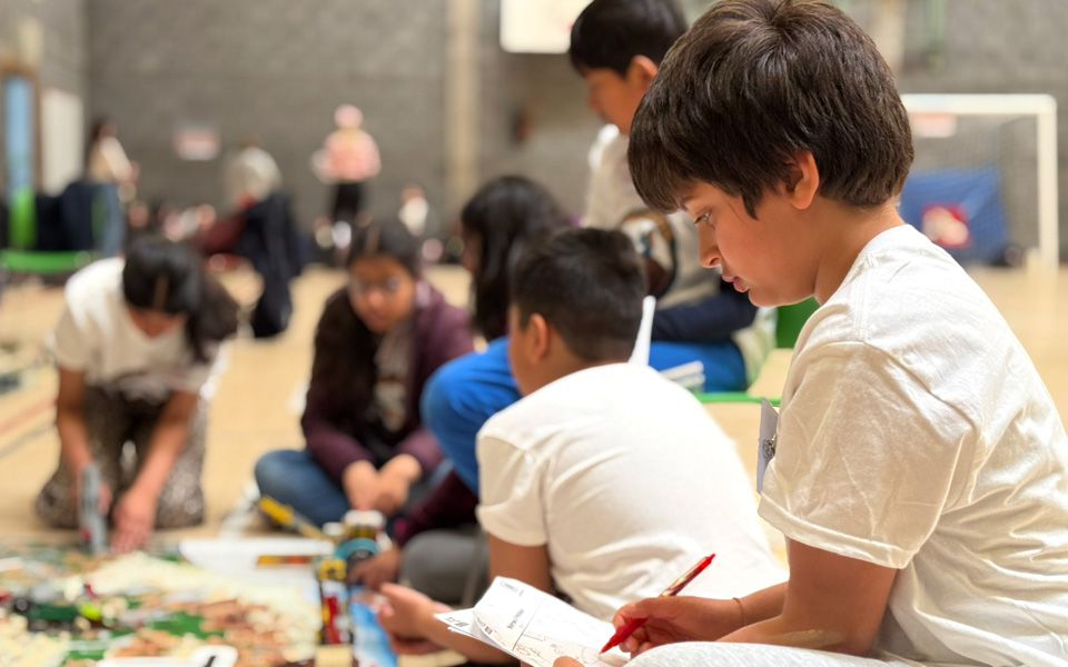School pupils writing
