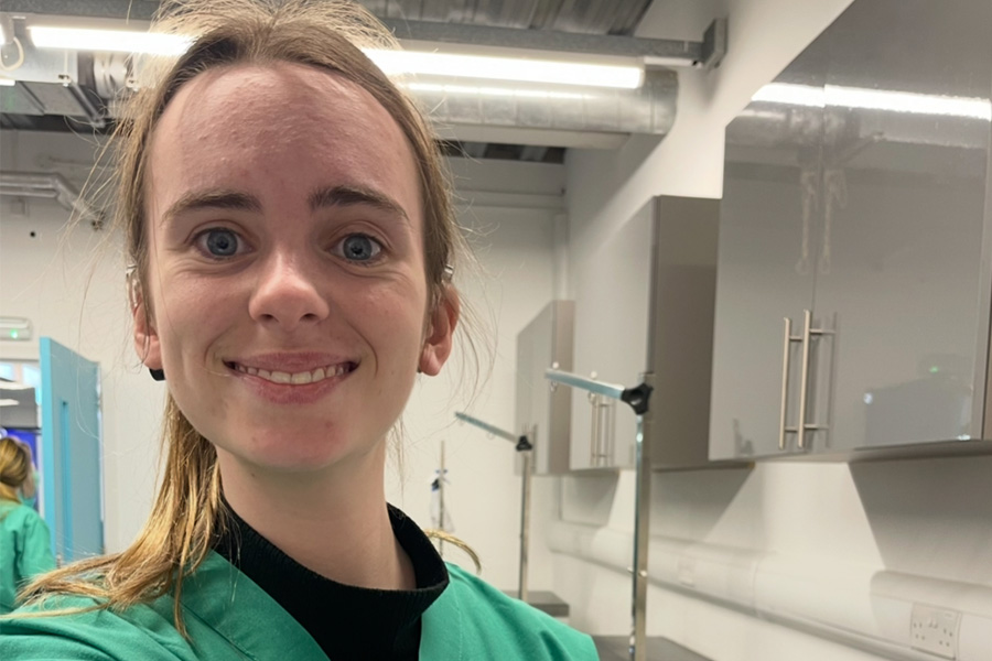 Animal Care student in department smiling